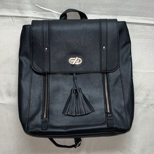 Black, leather backpack